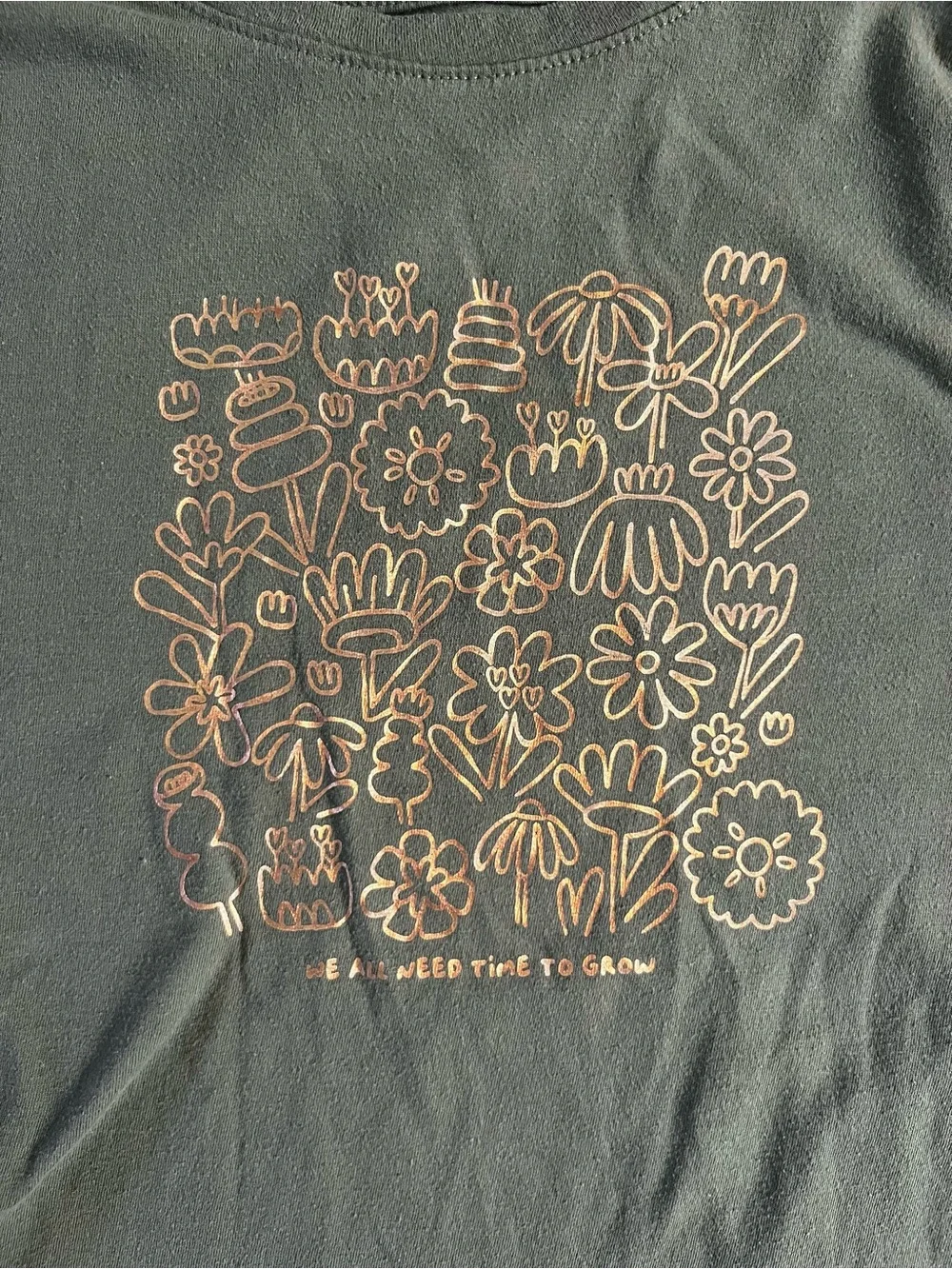 Cat & Jack Sage Green Long-Sleeve Tee with Gold Floral Print